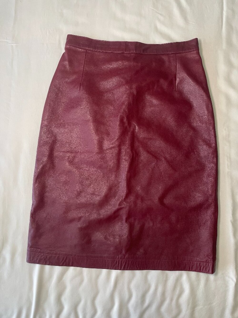 Vintage Burgundy Leather Mini Skirt Georgetown Leather Design 7/8